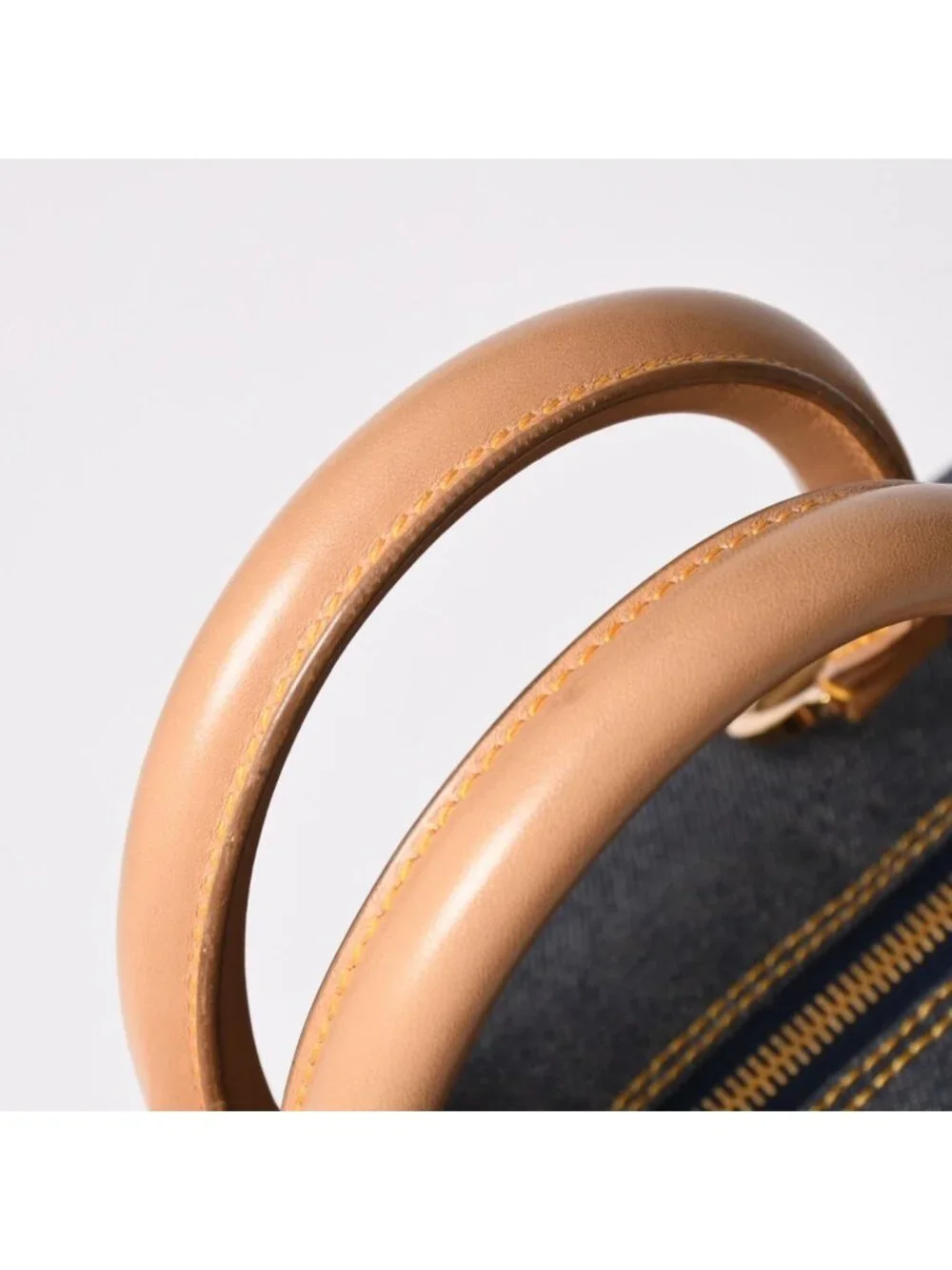 Dior Trotter Handbag Denim 35 Boston Gold
